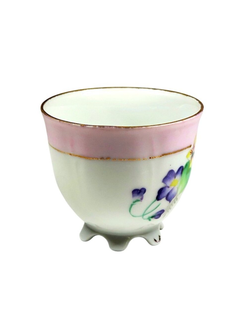 Hal-Sey Fifth Ave Violets Teacup & Saucer Footed Pink Rim Gold Trim Vintage - Picture 5 of 7